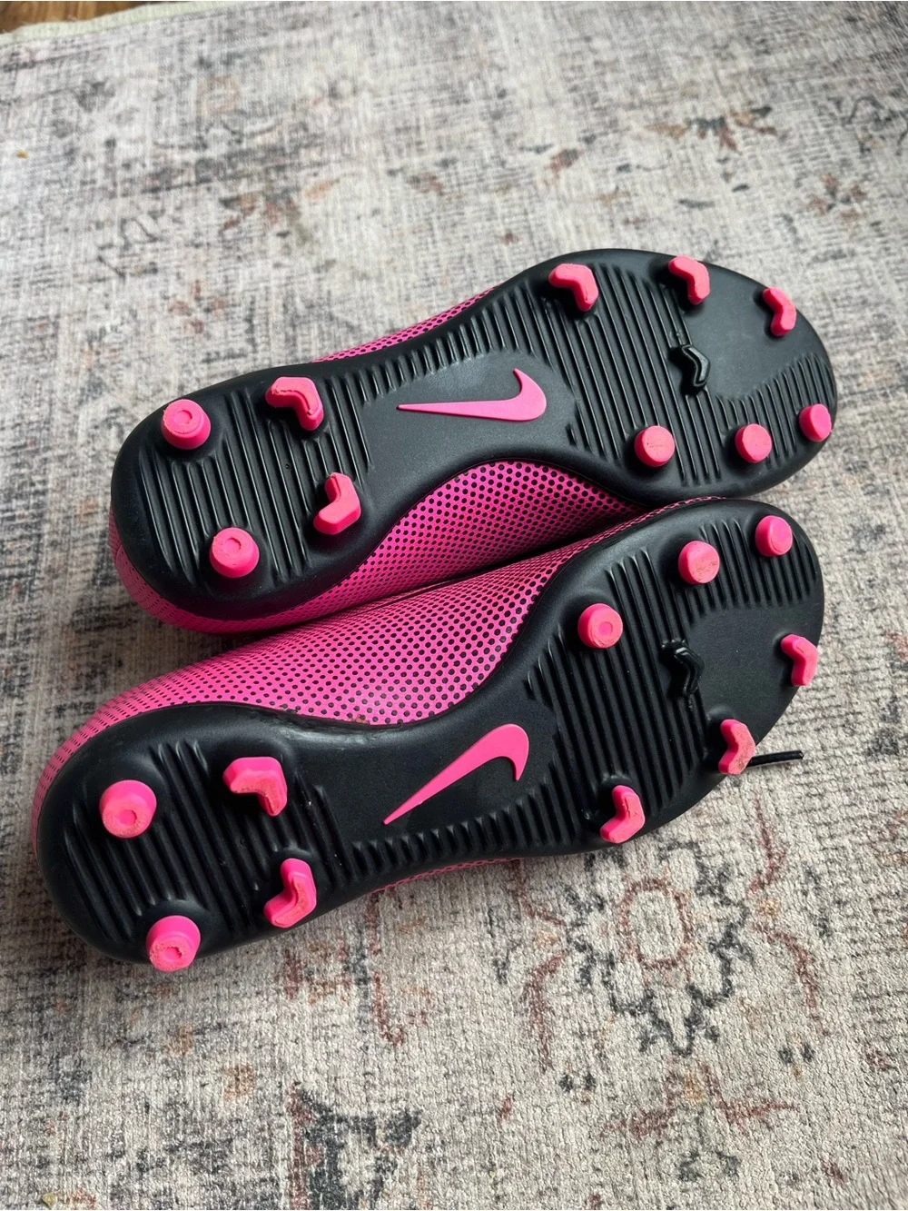 Nike Kids Pink and Black Soccer Cleats - Youth Athletic Sneakers